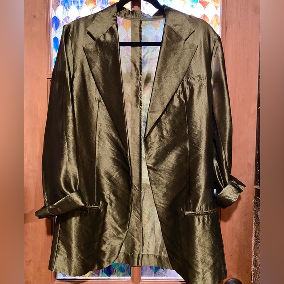 Haider Ackermann Ivory Silk Drape-Zip Jacket